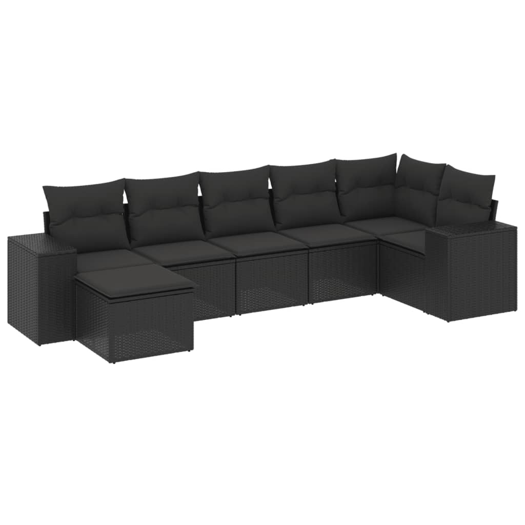 Set Divani da Giardino con Cuscini 7pz Nero Polyrattan 3222874