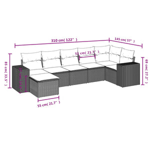 Set Divani da Giardino con Cuscini 7pz Nero Polyrattan 3222874