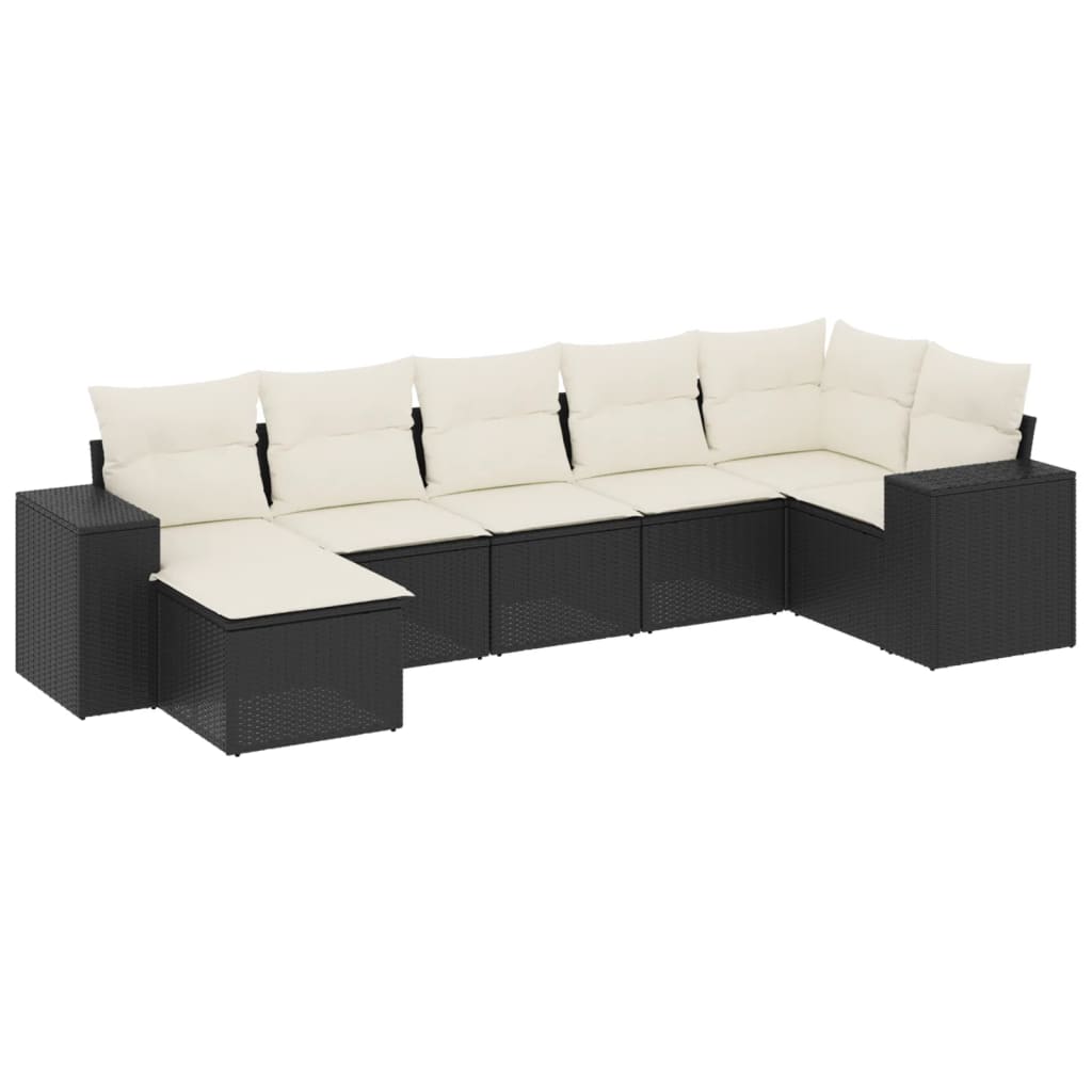 Set Divani da Giardino con Cuscini 7pz Nero Polyrattan 3222875