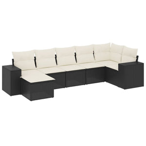 Set Divani da Giardino con Cuscini 7pz Nero Polyrattan 3222875