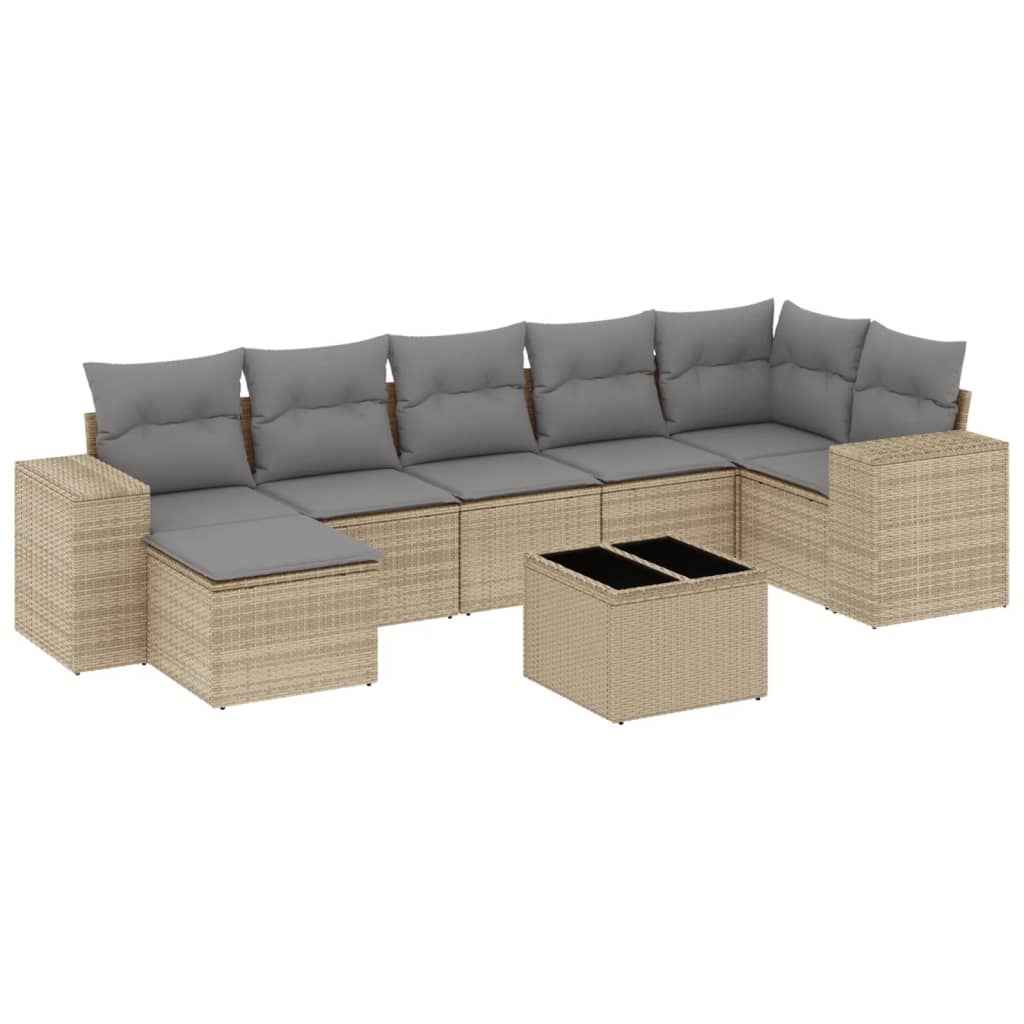 Set Divano da Giardino 8 pz con Cuscini Beige in Polyrattancod mxl 114273