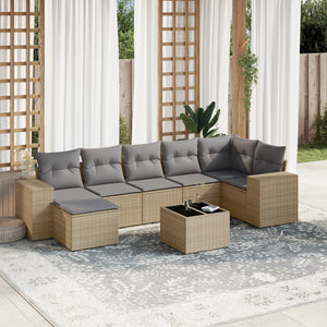 Set Divano da Giardino 8 pz con Cuscini Beige in Polyrattancod mxl 114273