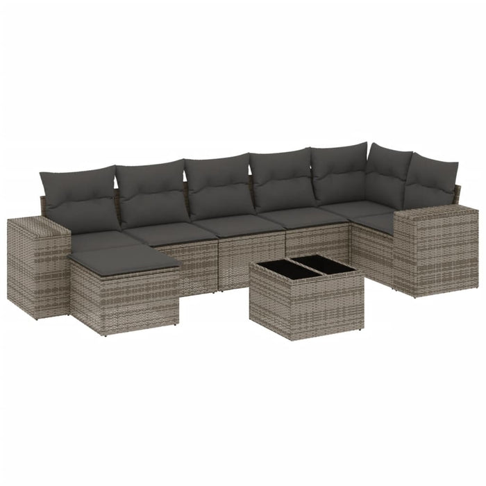 Set Divano da Giardino 8 pz con Cuscini Grigio in Polyrattancod mxl 91865