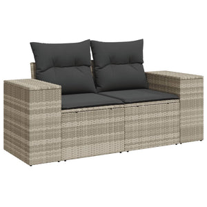 Set Divano da Giardino 8pz con Cuscini Grigio Chiaro Polyrattan 3222891