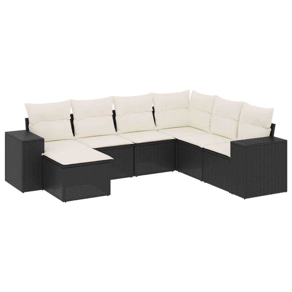 Set Divani da Giardino con Cuscini 7pz Nero Polyrattan 3222895