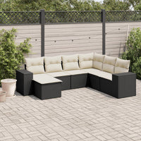 Set Divani da Giardino con Cuscini 7pz Nero Polyrattan 3222895