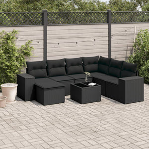 Set Divani da Giardino con Cuscini 8 pz Nero in Polyrattancod mxl 112911