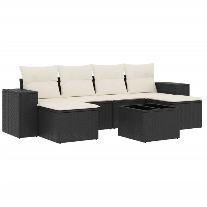 Set Divani da Giardino con Cuscini 7pz Nero Polyrattancod mxl 116674