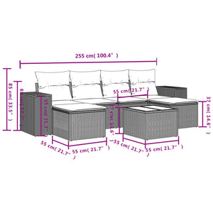 Set Divani da Giardino con Cuscini 7pz Nero Polyrattan 3222925