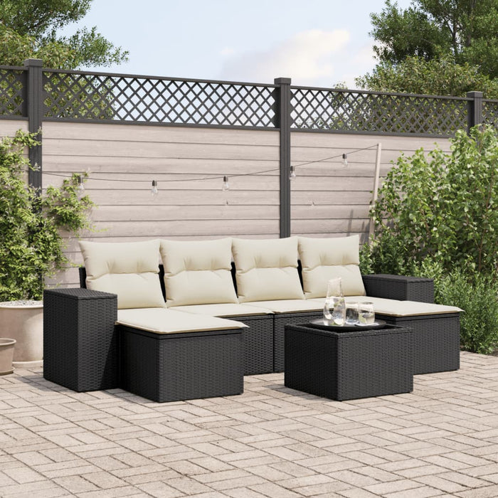 Set Divani da Giardino con Cuscini 7pz Nero Polyrattan 3222925