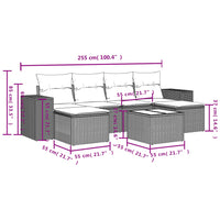 Set Divani da Giardino 7 pz con Cuscini Grigio in Polyrattan 3222929