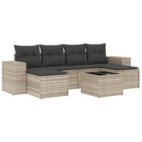 Set Divani da Giardino 7pz con Cuscini Grigio Chiaro Polyrattan 3222931