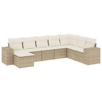 Set Divano da Giardino 8 pz con Cuscini Beige in Polyrattan 3222957