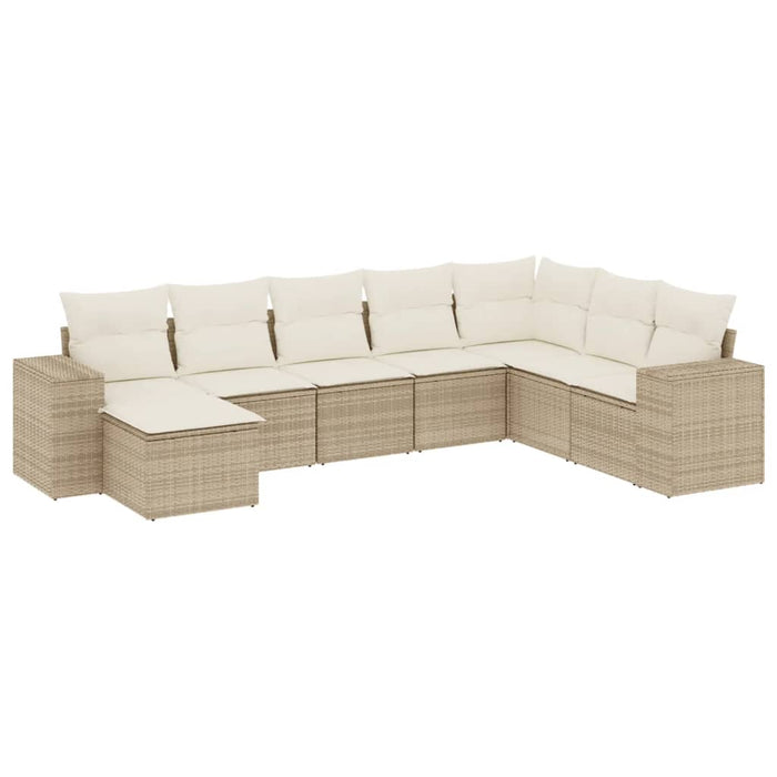 Set Divano da Giardino 8 pz con Cuscini Beige in Polyrattan 3222957