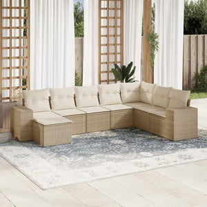 Set Divano da Giardino 8 pz con Cuscini Beige in Polyrattan 3222957