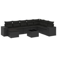 Set Divani da Giardino 9 pz con Cuscini Nero in Polyrattan 3222964