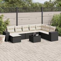 Set Divani da Giardino 9 pz con Cuscini Nero in Polyrattancod mxl 116675