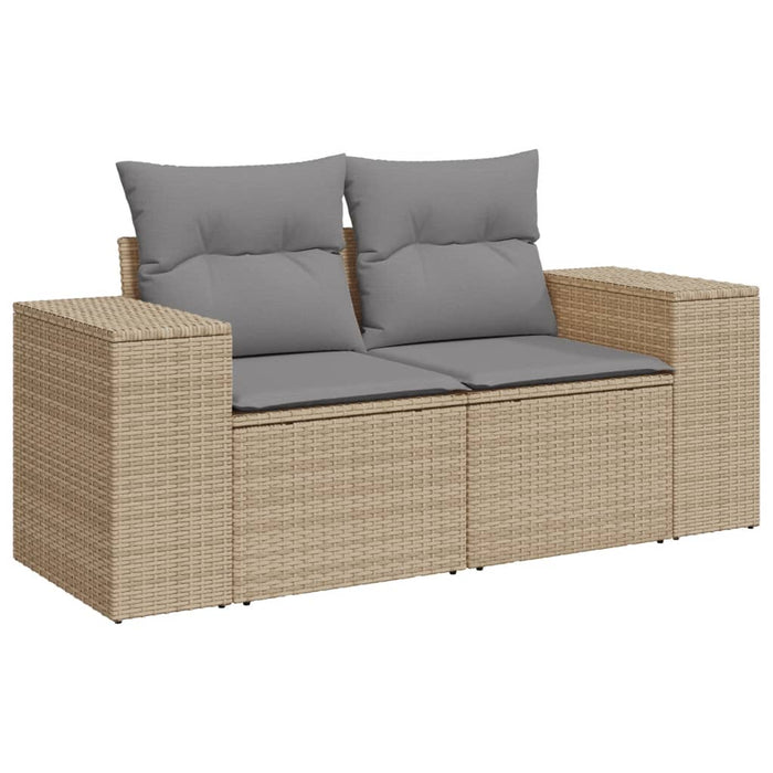 Set Divano da Giardino 9 pz con Cuscini Beige in Polyrattan 3222968