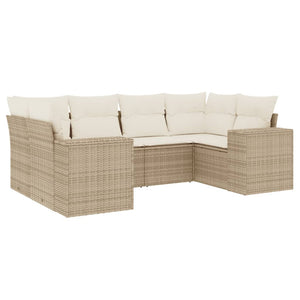 Set Divano da Giardino 6 pz con Cuscini Beige in Polyrattan 3222977