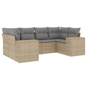 Set Divano da Giardino 6 pz con Cuscini Beige in Polyrattan 3222978