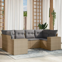 Set Divano da Giardino 6 pz con Cuscini Beige in Polyrattancod mxl 114487