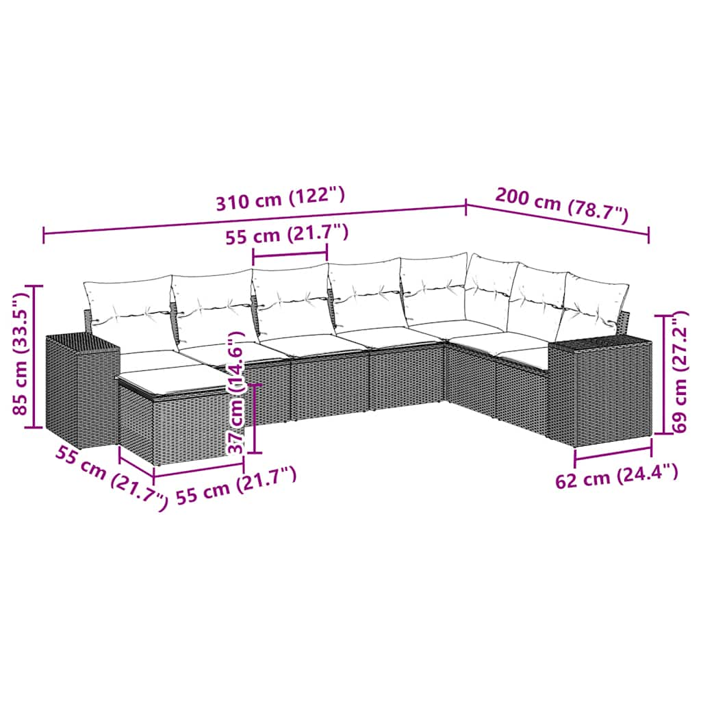 Set Divano da Giardino 6pz con Cuscini Grigio Chiaro Polyrattan 3222981