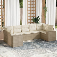 Set Divani da Giardino 7 pz con Cuscini Beige in Polyrattancod mxl 88766