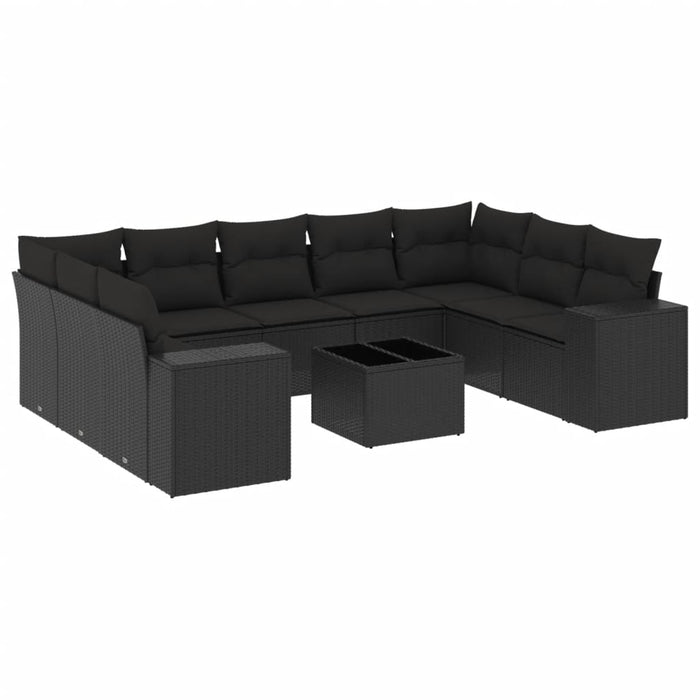 Set Divani da Giardino 10pz con Cuscini in Polyrattan Nerocod mxl 90359