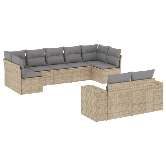 Set Divano da Giardino 9 pz con Cuscini Beige in Polyrattan 3223018