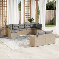 Set Divano da Giardino 9 pz con Cuscini Beige in Polyrattan 3223018