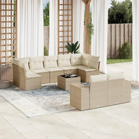 Set Divano da Giardino 10 pz con Cuscini Beige in Polyrattancod mxl 90802