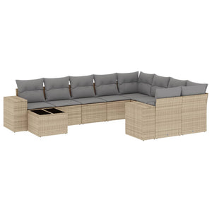 Set Divano da Giardino 10 pz con Cuscini Beige in Polyrattancod mxl 113322