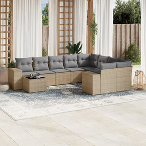 Set Divano da Giardino 10 pz con Cuscini Beige in Polyrattancod mxl 113322