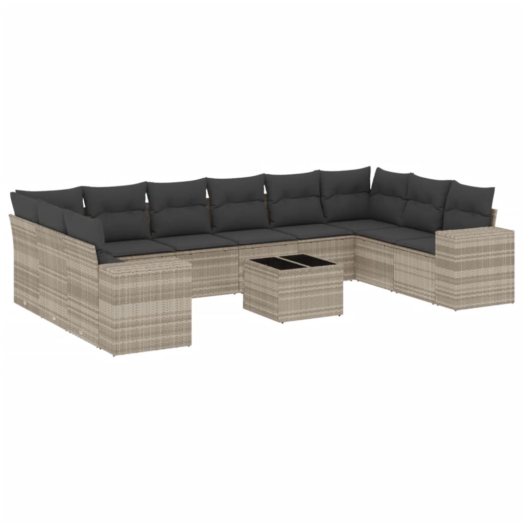 Set Divani da Giardino 11 pz con Cuscini in Polyrattan Grigio 3223081