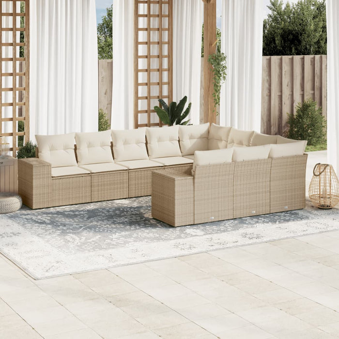 Set Divano da Giardino 10 pz con Cuscini Beige in Polyrattancod mxl 114220