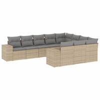 Set Divano da Giardino 10 pz con Cuscini Beige in Polyrattan 3223088