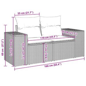 Set Divano da Giardino 10 pz con Cuscini Beige in Polyrattan 3223088