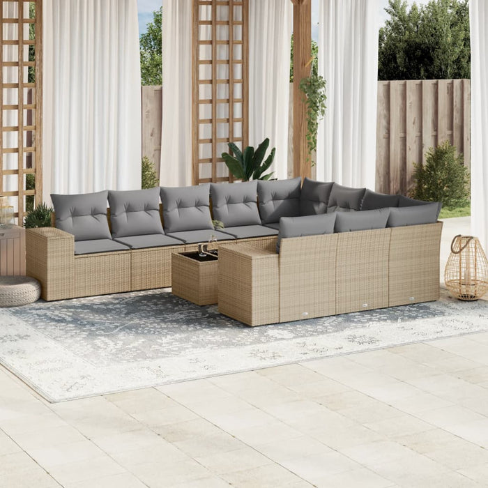 Set Divani da Giardino 11 pz con Cuscini Beige in Polyrattancod mxl 116677