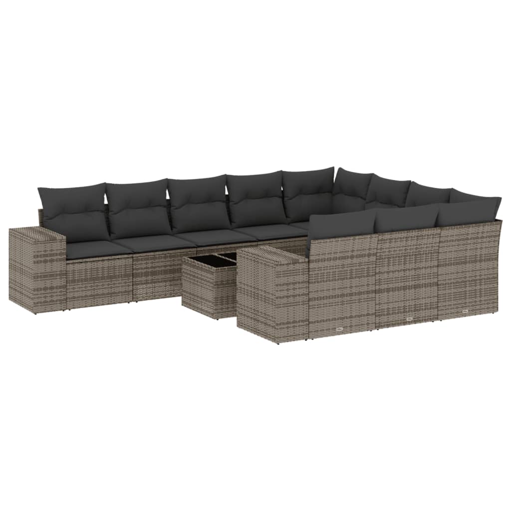 Set Divani da Giardino 11 pz con Cuscini in Polyrattan Grigiocod mxl 92737