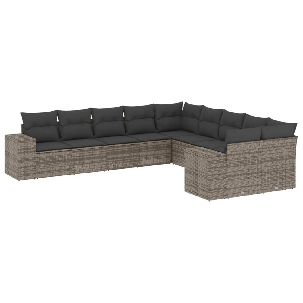 Set Divano da Giardino 10 pz con Cuscini Grigio in Polyrattancod mxl 112752