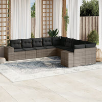 Set Divano da Giardino 10 pz con Cuscini Grigio in Polyrattancod mxl 112752