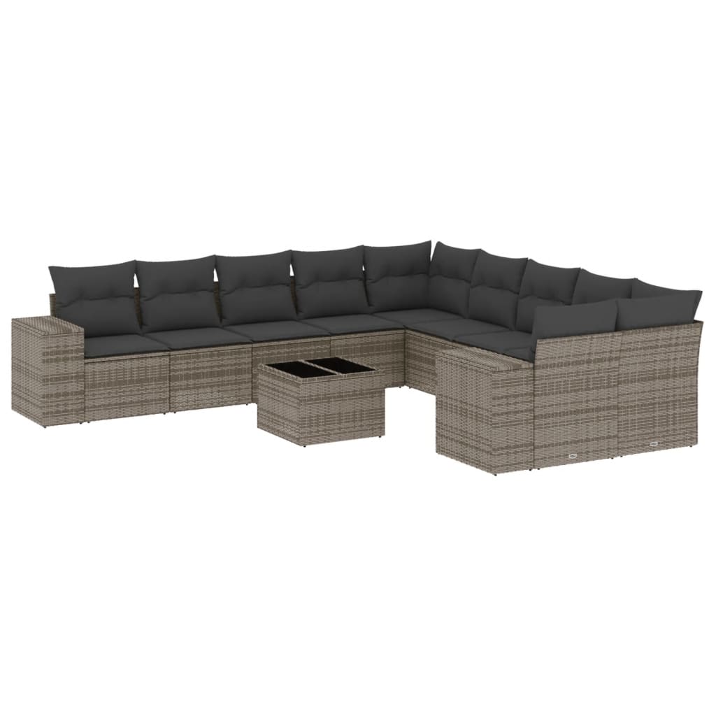 Set Divani da Giardino 11 pz con Cuscini in Polyrattan Grigio 3223119