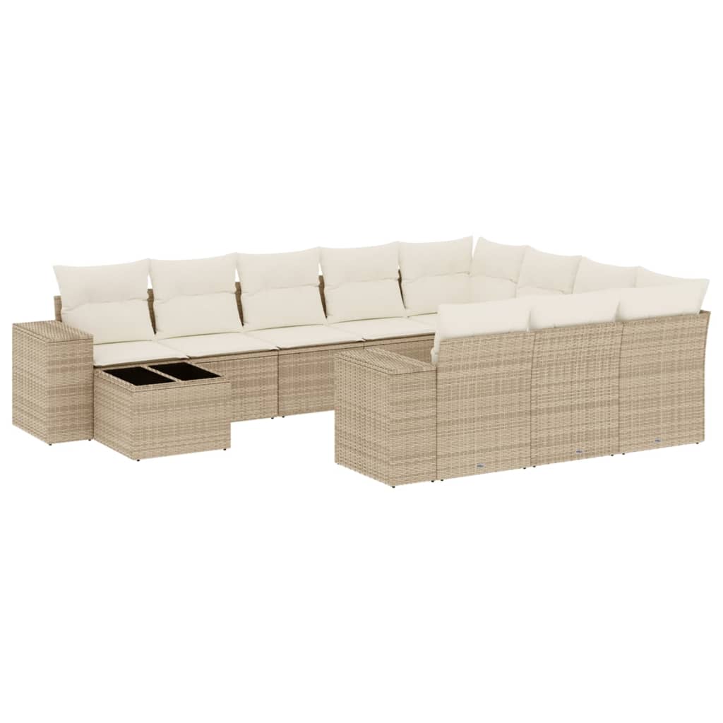 Set Divani da Giardino 11 pz con Cuscini Beige in Polyrattan 3223127