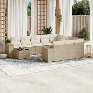 Set Divani da Giardino 11 pz con Cuscini Beige in Polyrattan 3223127