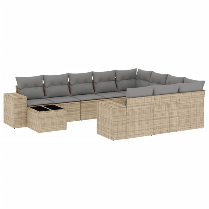 Set Divani da Giardino 11 pz con Cuscini Beige in Polyrattancod mxl 114150