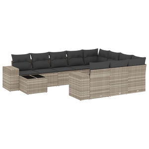 Set Divani da Giardino 11 pz con Cuscini in Polyrattan Grigio 3223131