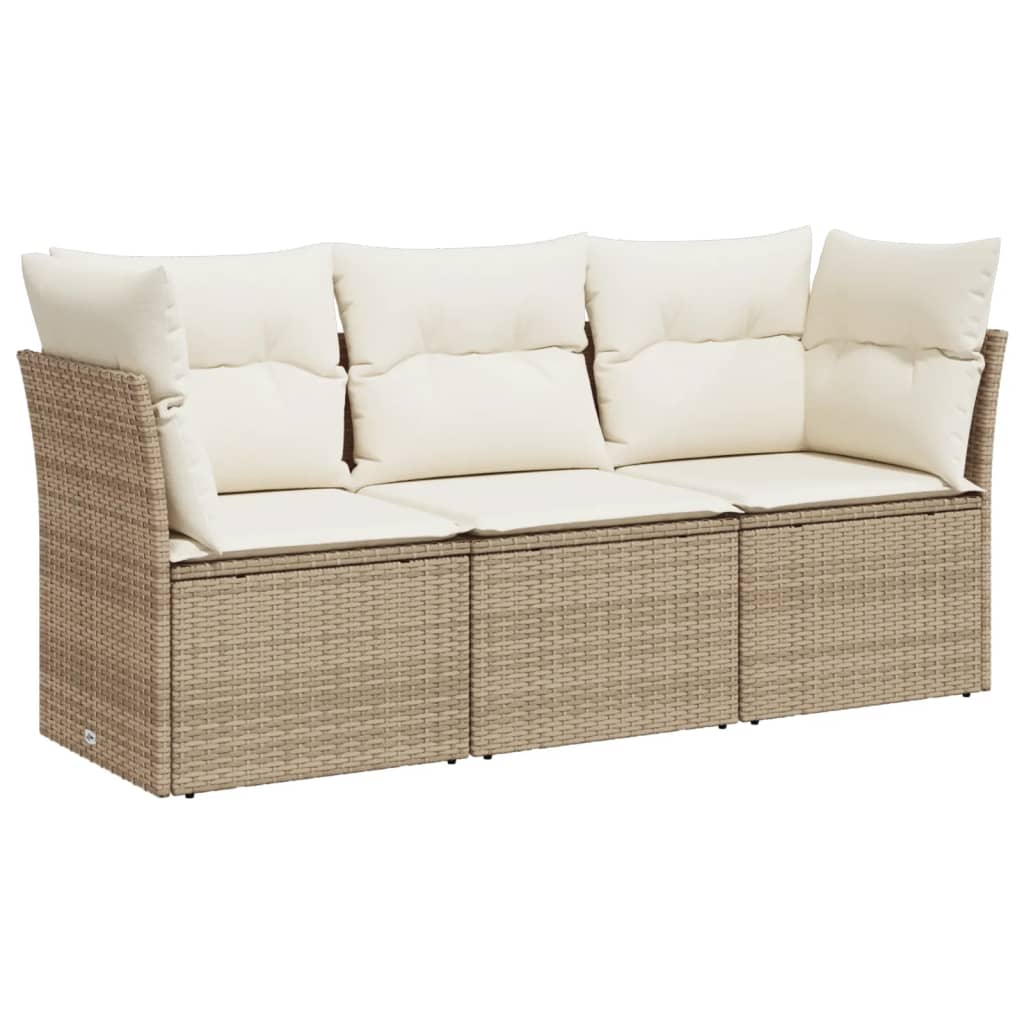 Set Divano da Giardino 3 pz con Cuscini Beige in Polyrattan 3217208