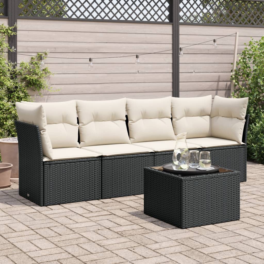 Set Divani da Giardino 5 pz con Cuscini in Polyrattan Nerocod mxl 111365