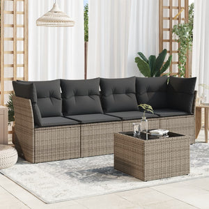 Set Divano da Giardino 5 pz con Cuscini Grigio in Polyrattancod mxl 89570