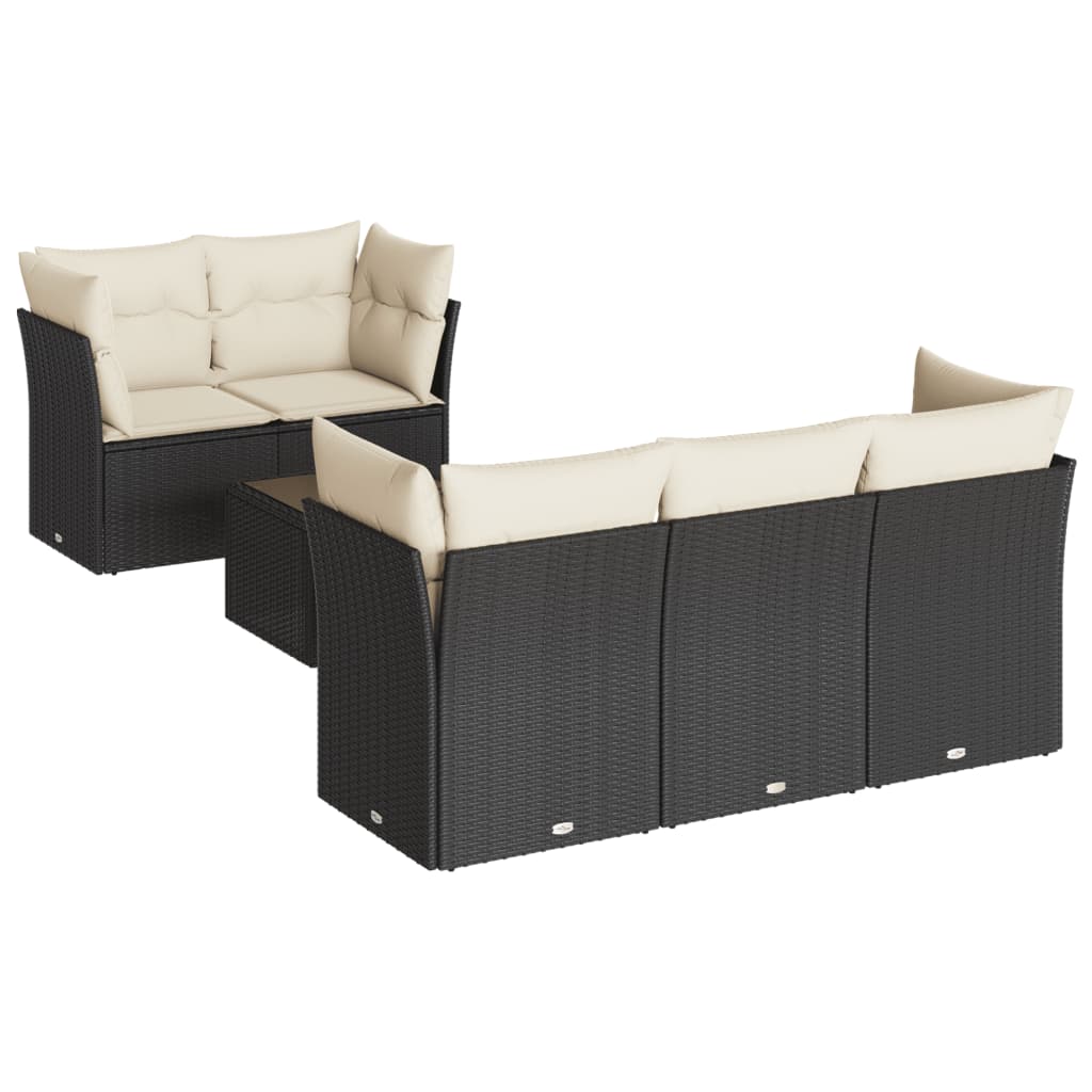 Set Divano da Giardino 6 pz con Cuscini Nero in Polyrattan 3217246